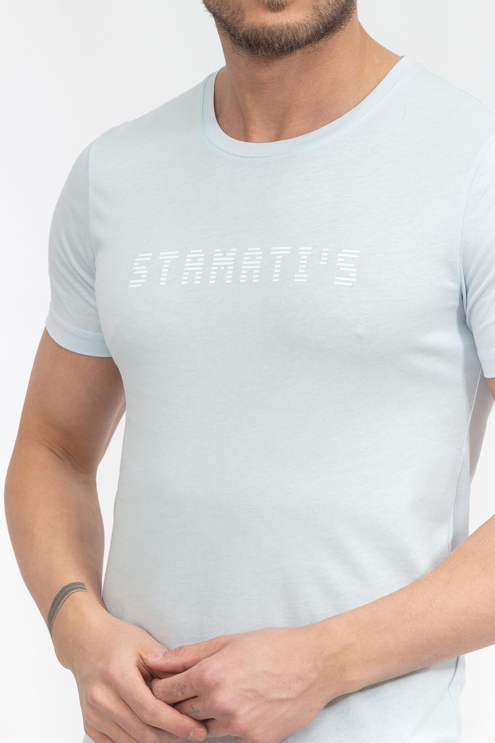 Stamatis Erkek Bisiklet Yaka T-Shirt Mavi