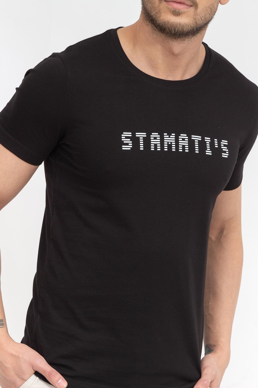 Stamatis Erkek Bisiklet Yaka T-Shirt Siyah