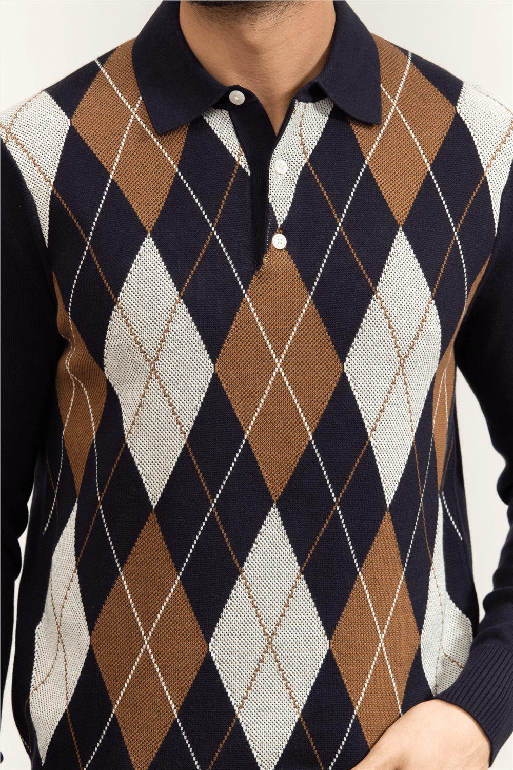 Tommy Hilfiger Argyle LS Rugby Erkek Triko
