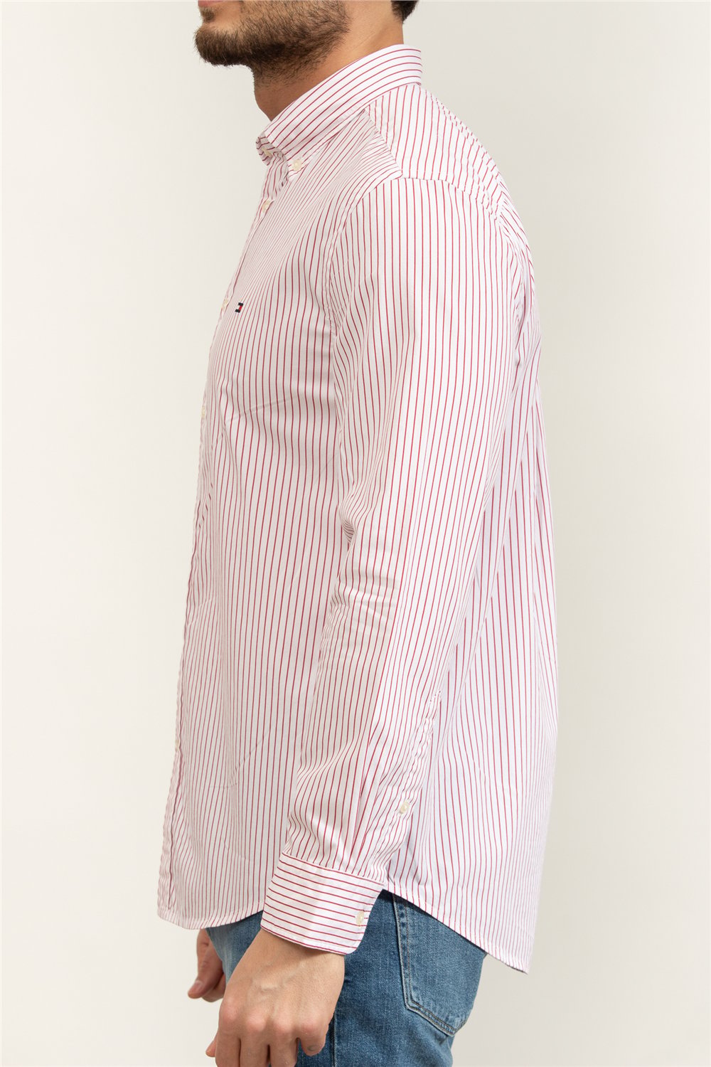 Tommy Hilfiger Core Hairline Poplin RF Shirt Erkek Gömlek Kırmızı