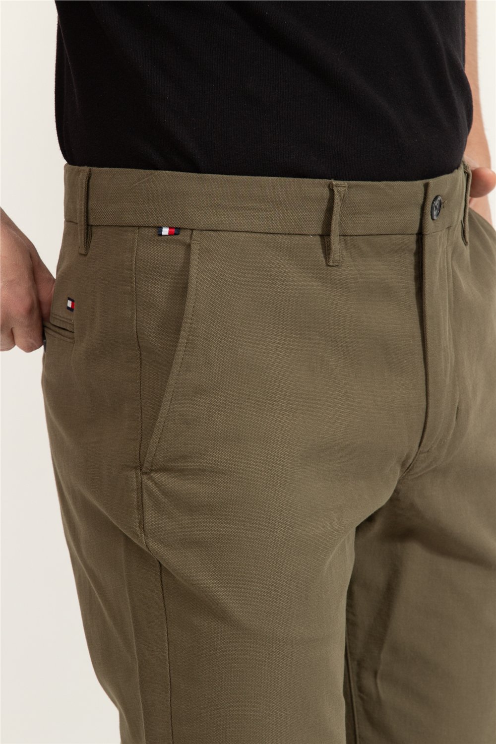 Tommy Hilfiger Denton Mini Yd Structure Erkek Chino Pantolon Haki Yeşil
