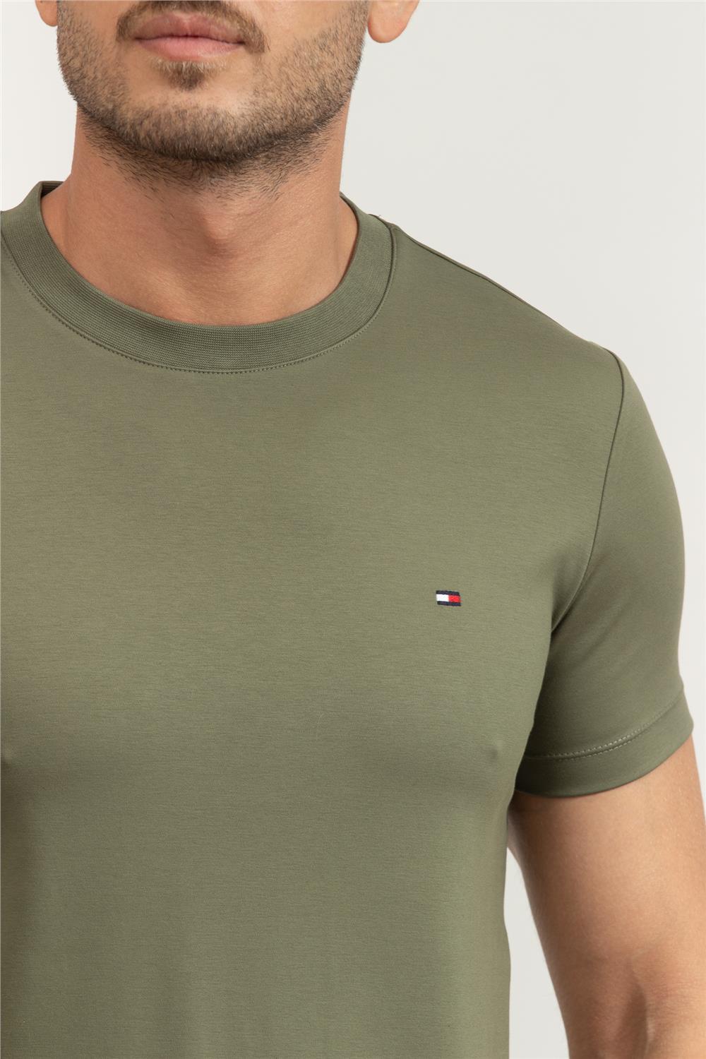 Tommy Hilfiger Luxury Interlock Tee Erkek Bisiklet Yaka T-Shirt Yeşil