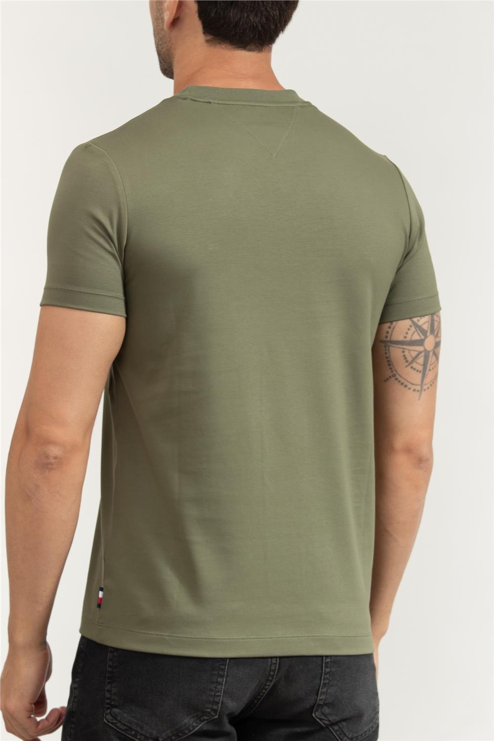 Tommy Hilfiger Luxury Interlock Tee Erkek Bisiklet Yaka T-Shirt Yeşil