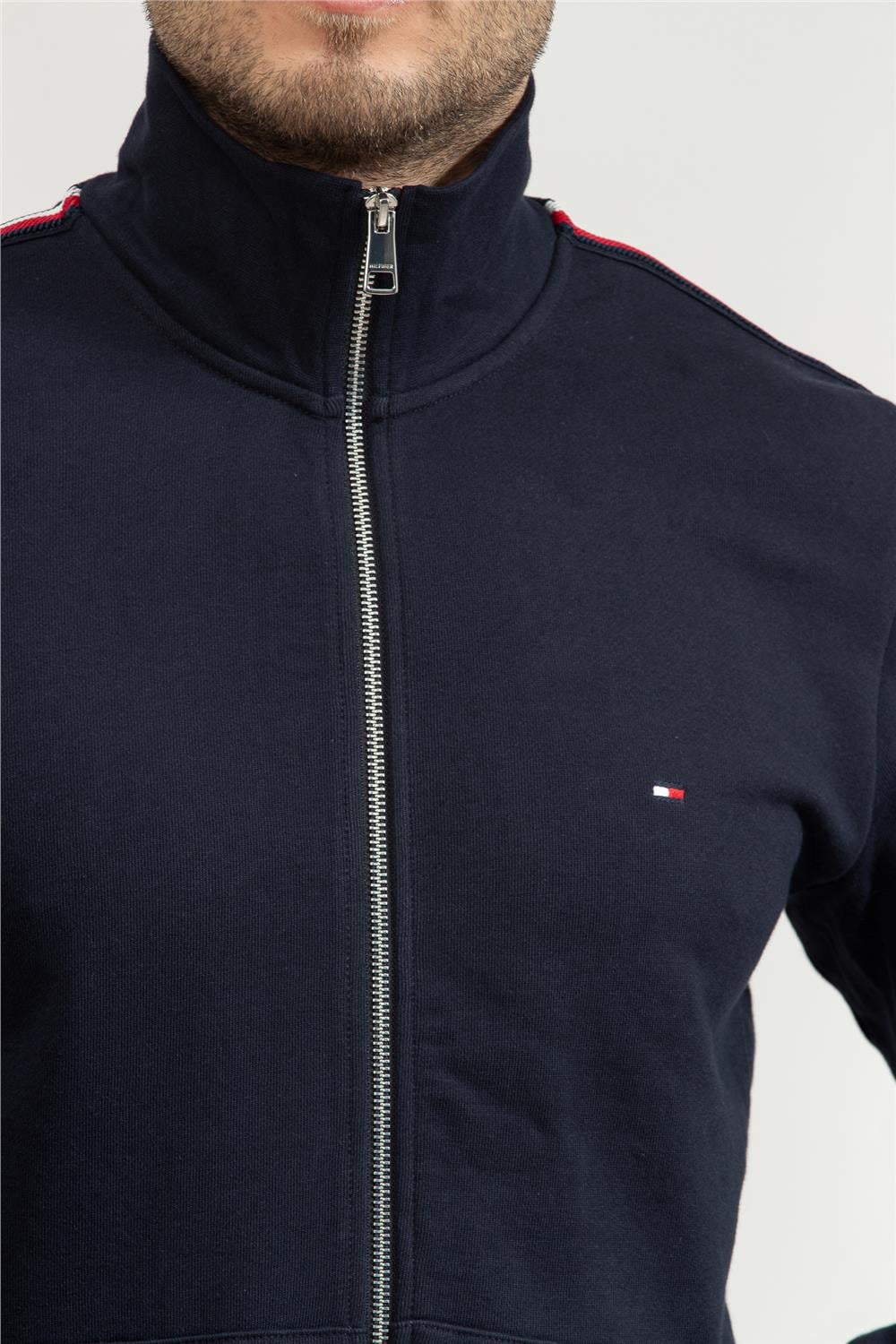 Tommy Hilfiger Erkek Fermuarlı Sweatshirt Mavi