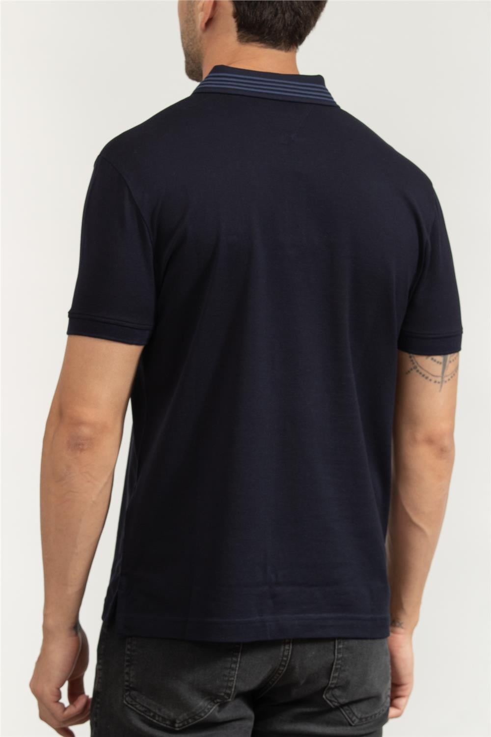 Tommy Hilfiger Erkek Polo Yaka T-Shirt Mavi