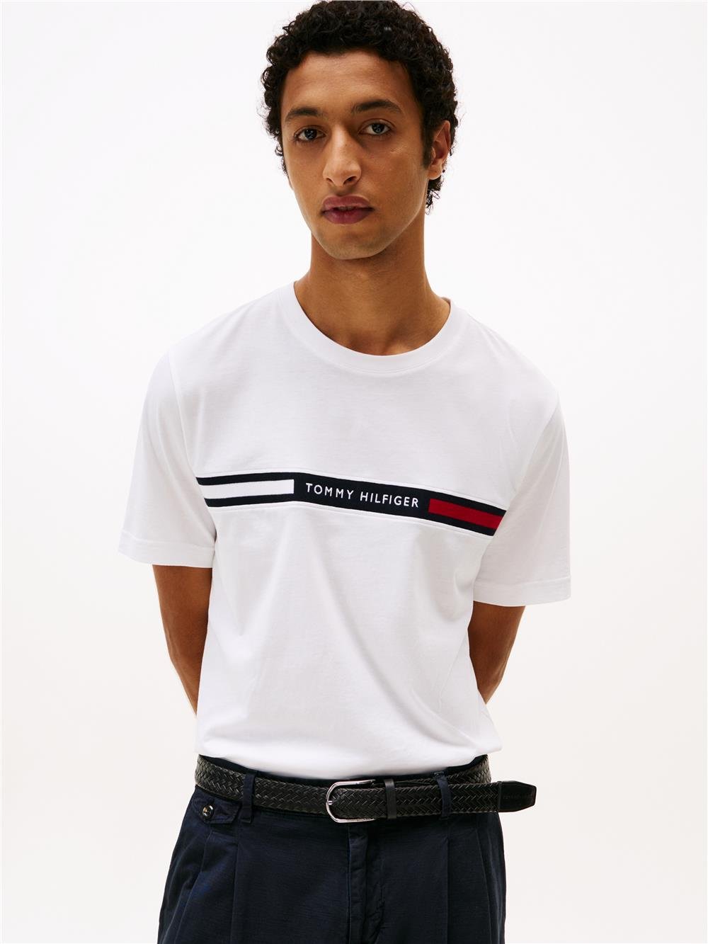 Tommy Hilfiger Hilfiger Chest Insert Tee Erkek Bisiklet Yaka T-Shirt