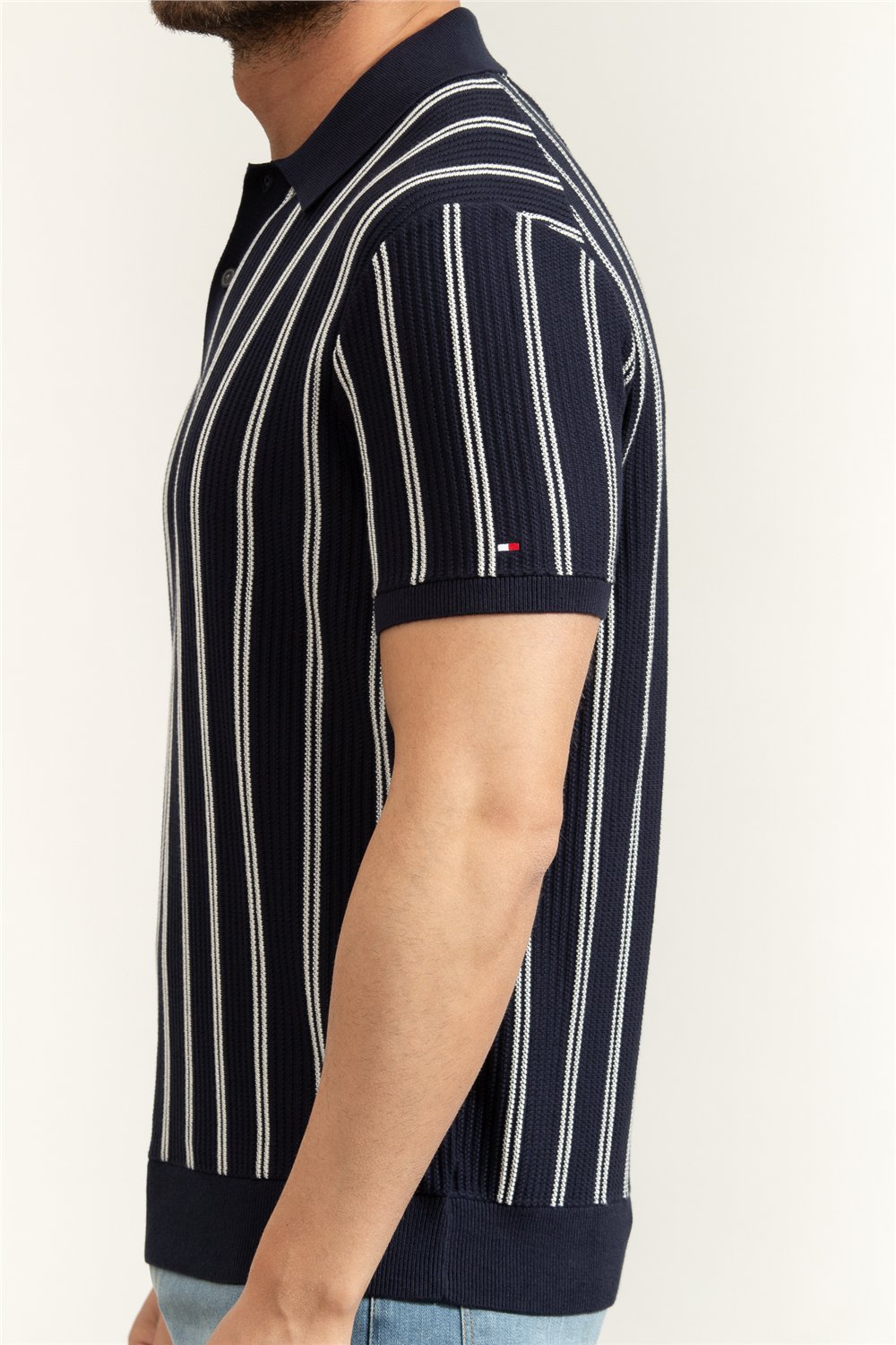 Tommy Hilfiger Knitted Vertical Stripe SS Polo Erkek Triko