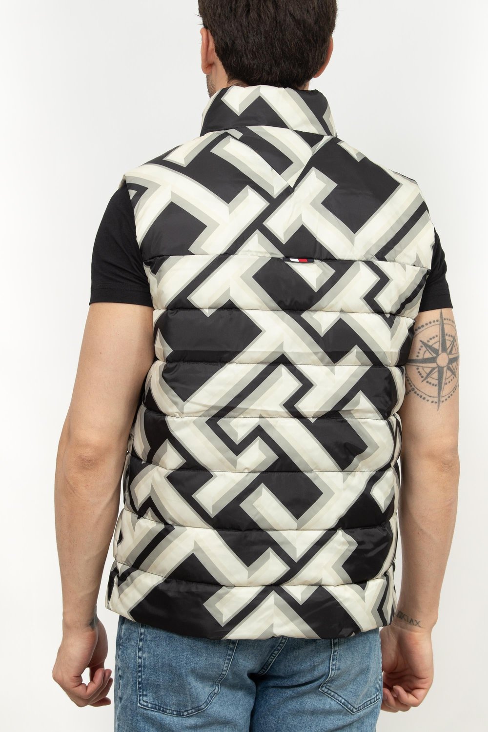 Tommy Hilfiger Mid New York Monogram Gilet Erkek Yelek Siyah