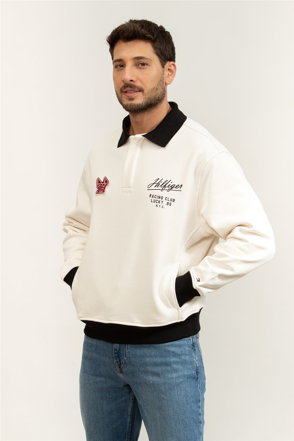Tommy Hilfiger Modern Athleisure Rugby Collar Erkek Bisiklet Yaka Sweatshirt Sarı
