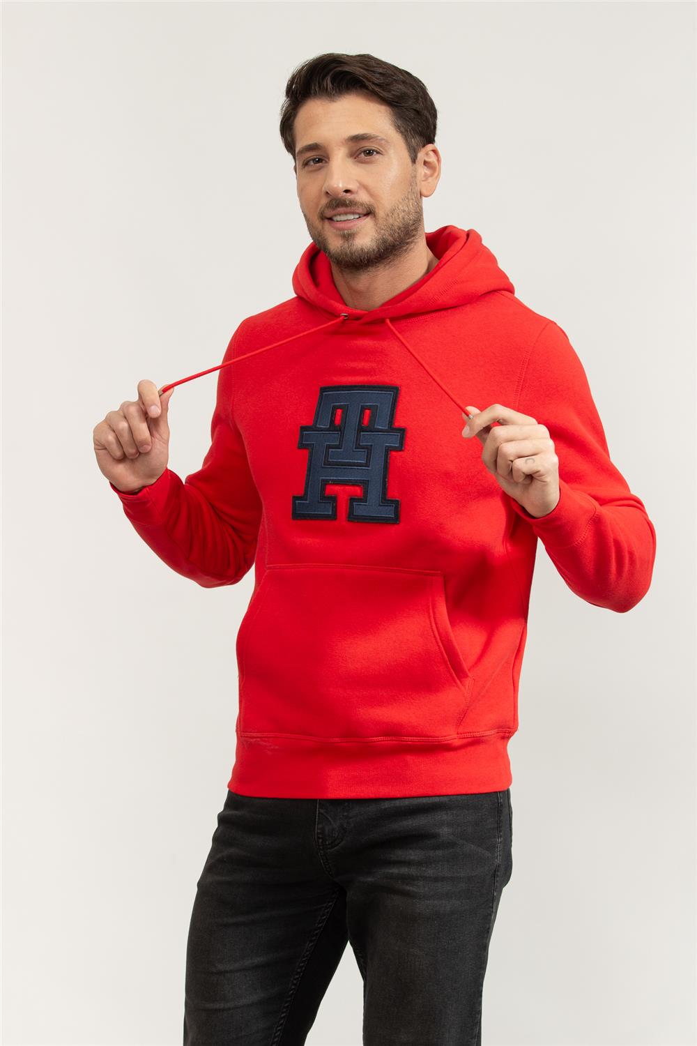 Tommy Hilfiger Monogram Applique Erkek Kapüşonlu Sweatshirt