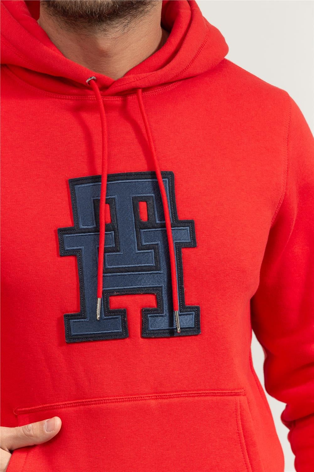 Tommy Hilfiger Monogram Applique Erkek Kapüşonlu Sweatshirt