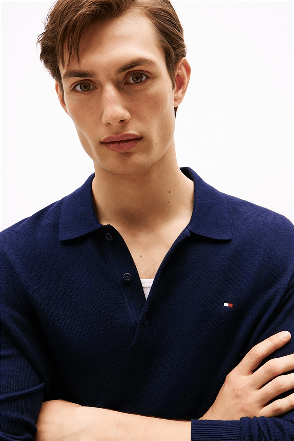 Tommy Hilfiger Pima Org Ctn Cashmere Ls Polo Erkek Triko Mavi