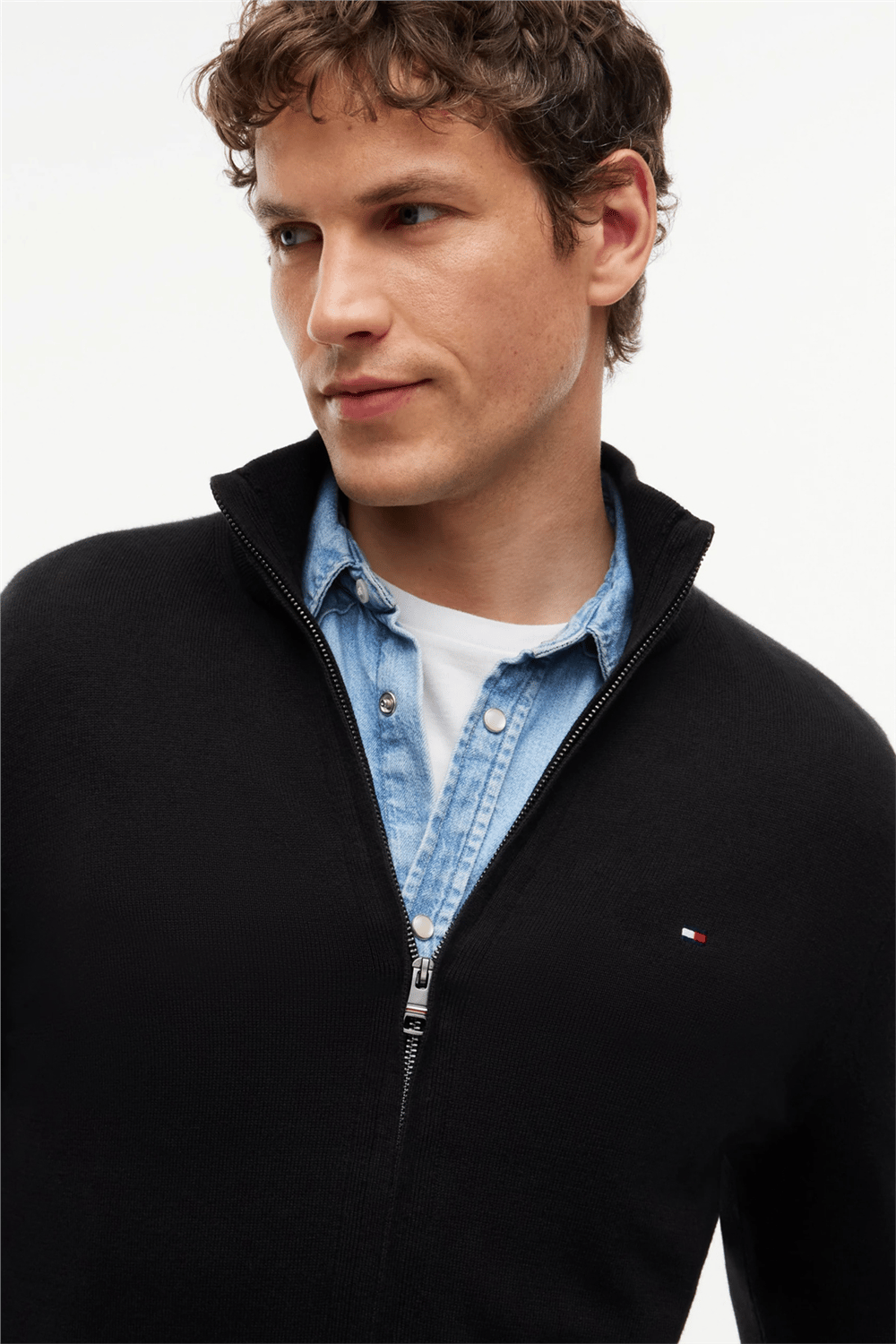 Tommy Hilfiger Pima Org Ctn Cashmere Zip Thru Erkek Hırka Siyah