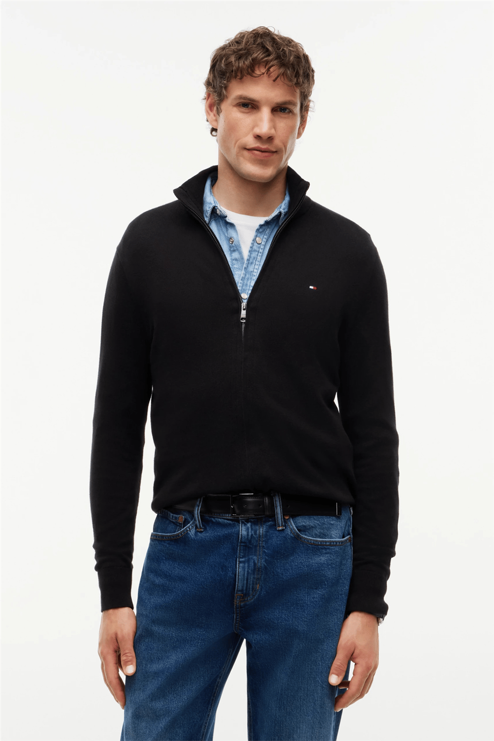 Tommy Hilfiger Pima Org Ctn Cashmere Zip Thru Erkek Hırka Siyah