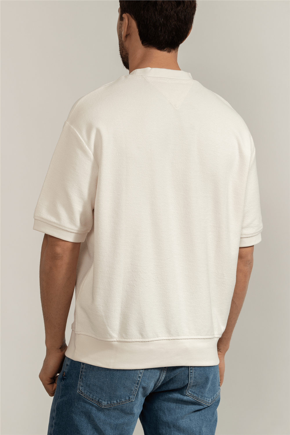 Tommy Hilfiger Reversed Terry SS Sweatshirt Erkek Bisiklet Yaka Sweatshirt Sarı