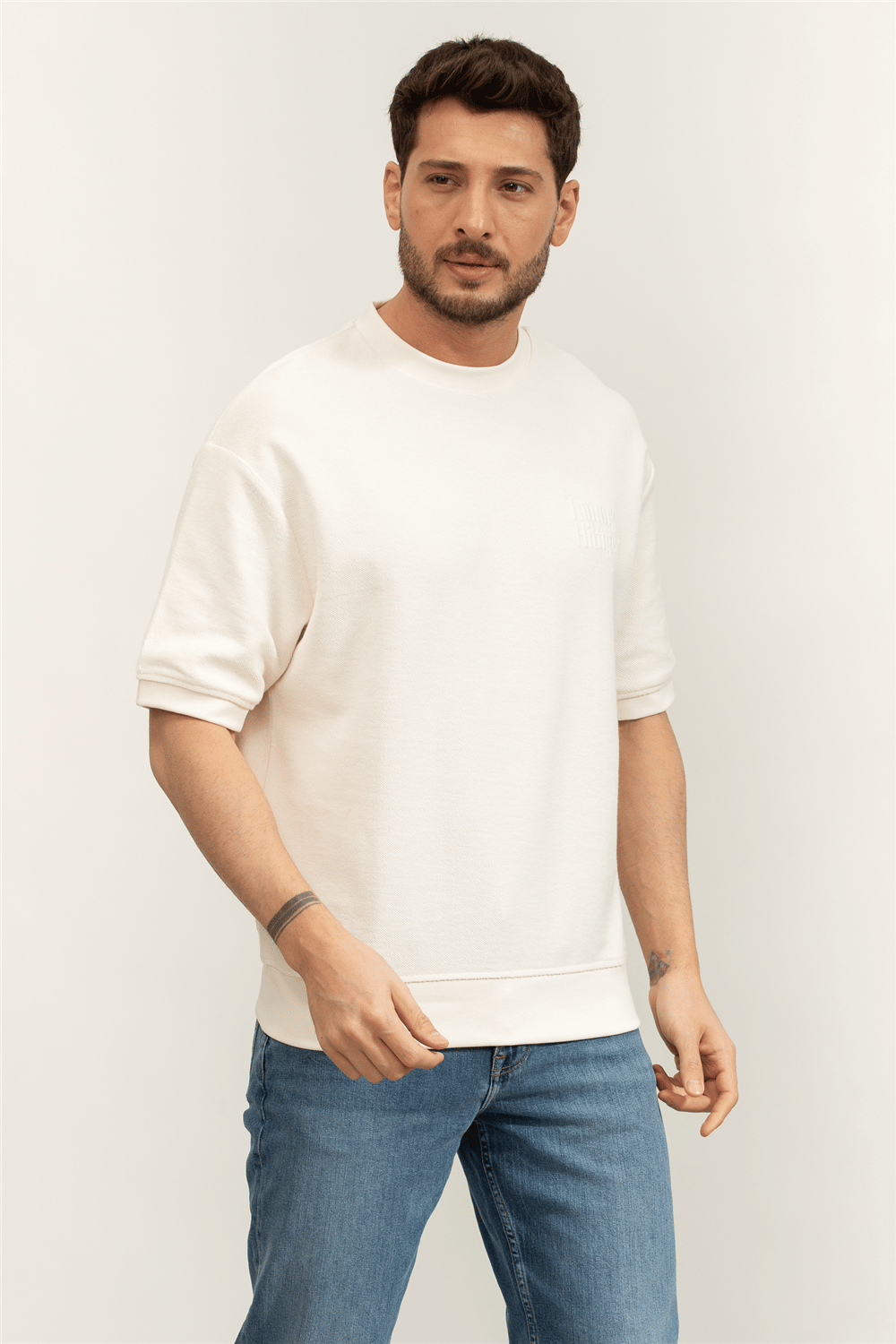 Tommy Hilfiger Reversed Terry SS Sweatshirt Erkek Bisiklet Yaka Sweatshirt Sarı
