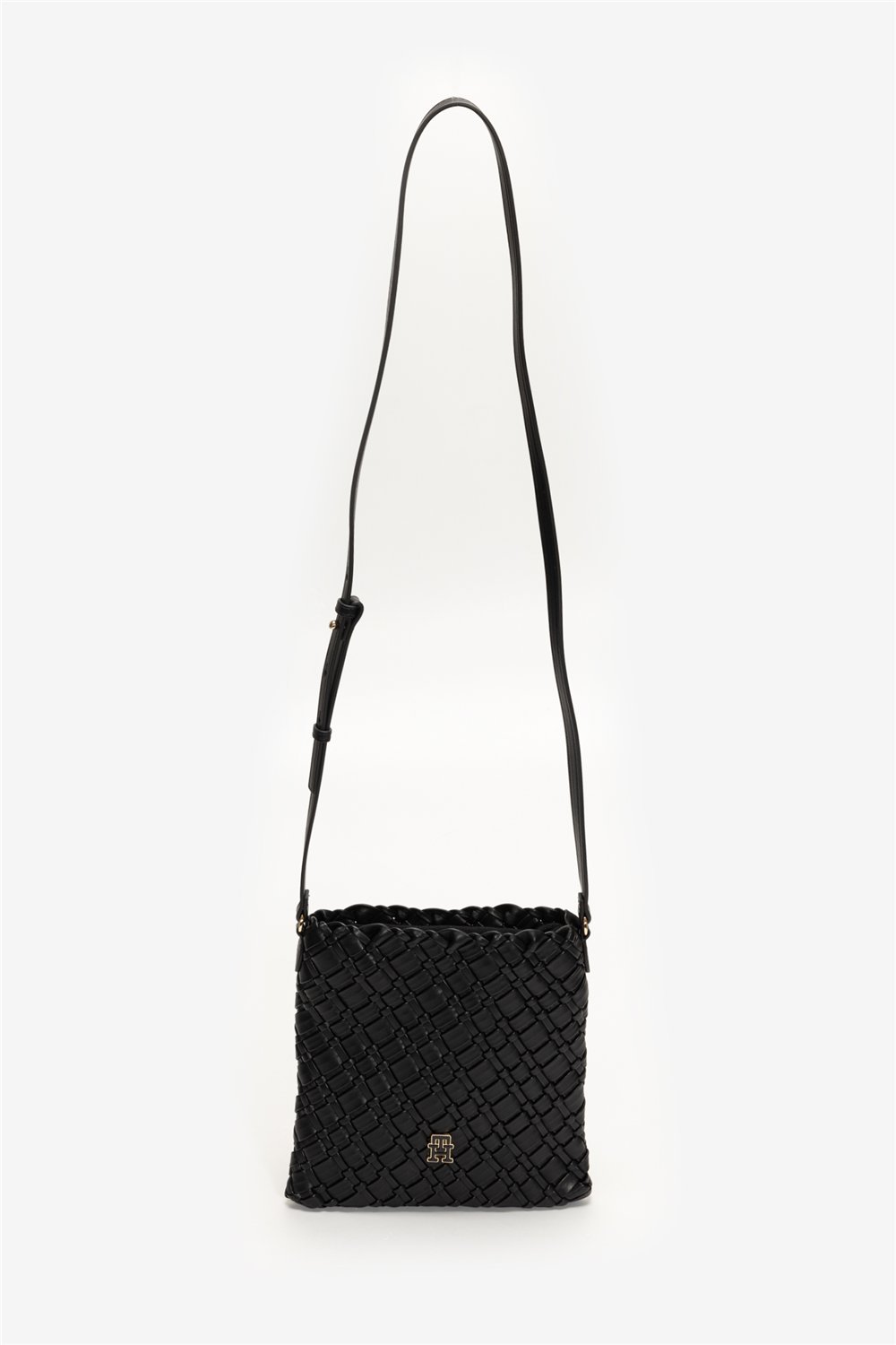 Tommy Hilfiger TH Braided Crossover Kadın Mini Omuz Çantası Siyah
