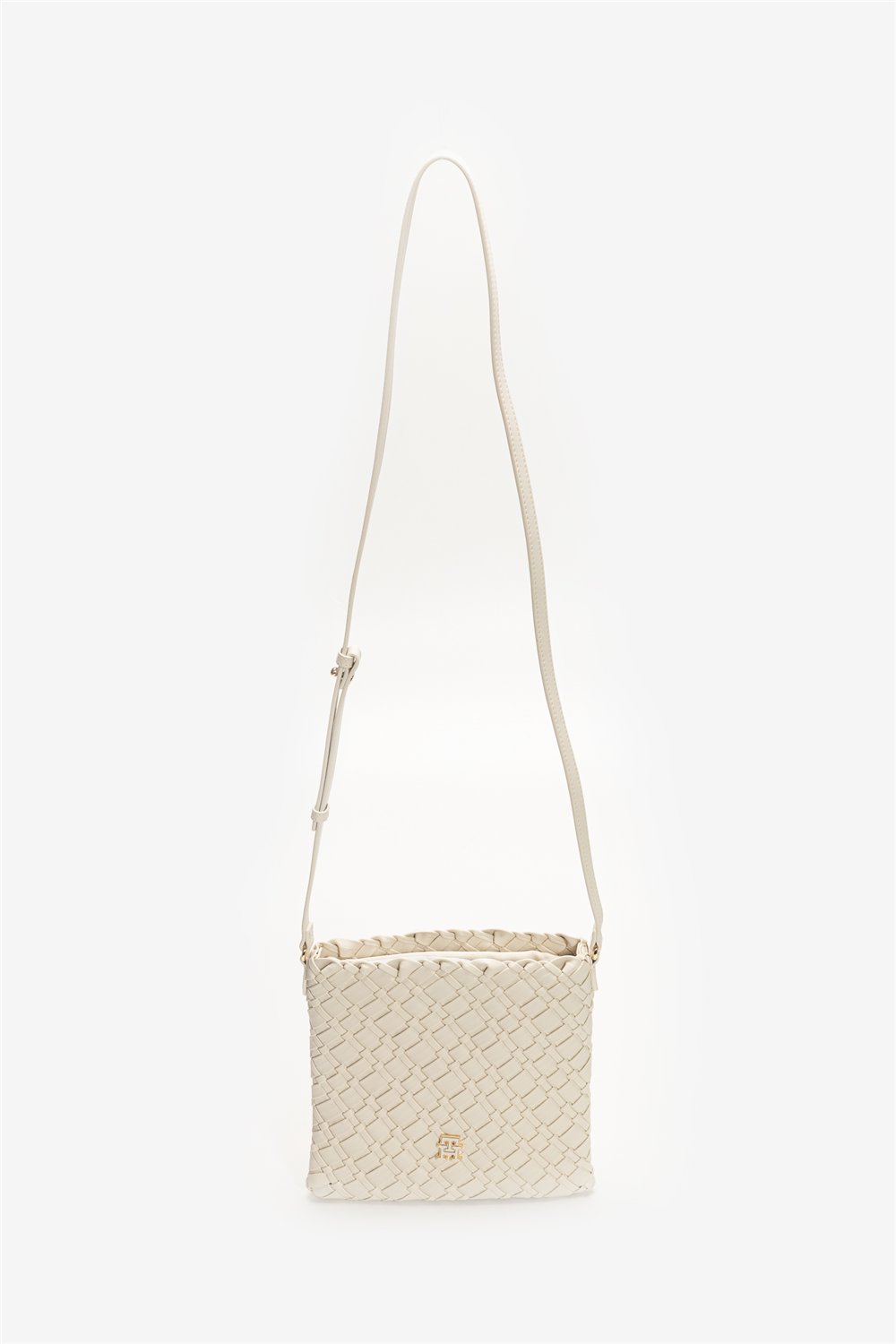 Tommy Hilfiger TH Braided Crossover Kadın Mini Omuz Çantası Bej