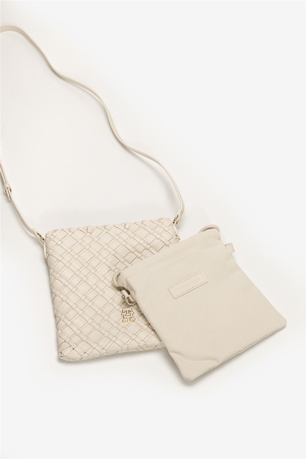Tommy Hilfiger TH Braided Crossover Kadın Mini Omuz Çantası Bej