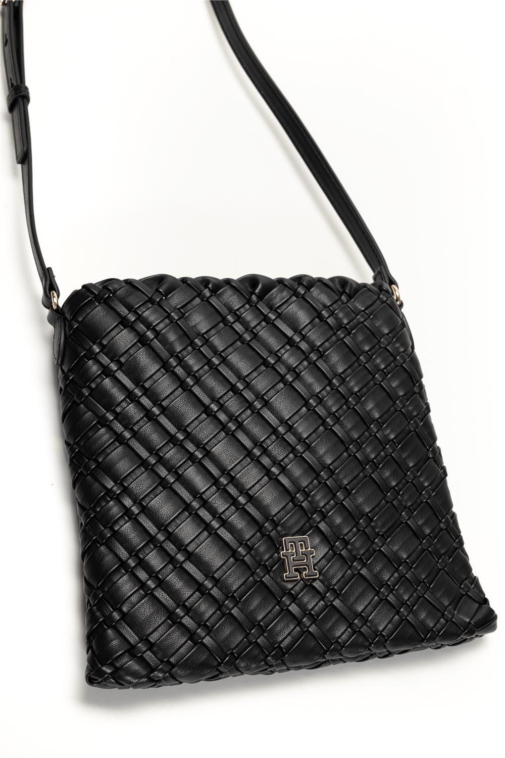 Tommy Hilfiger TH Braided Crossover Kadın Mini Omuz Çantası Siyah