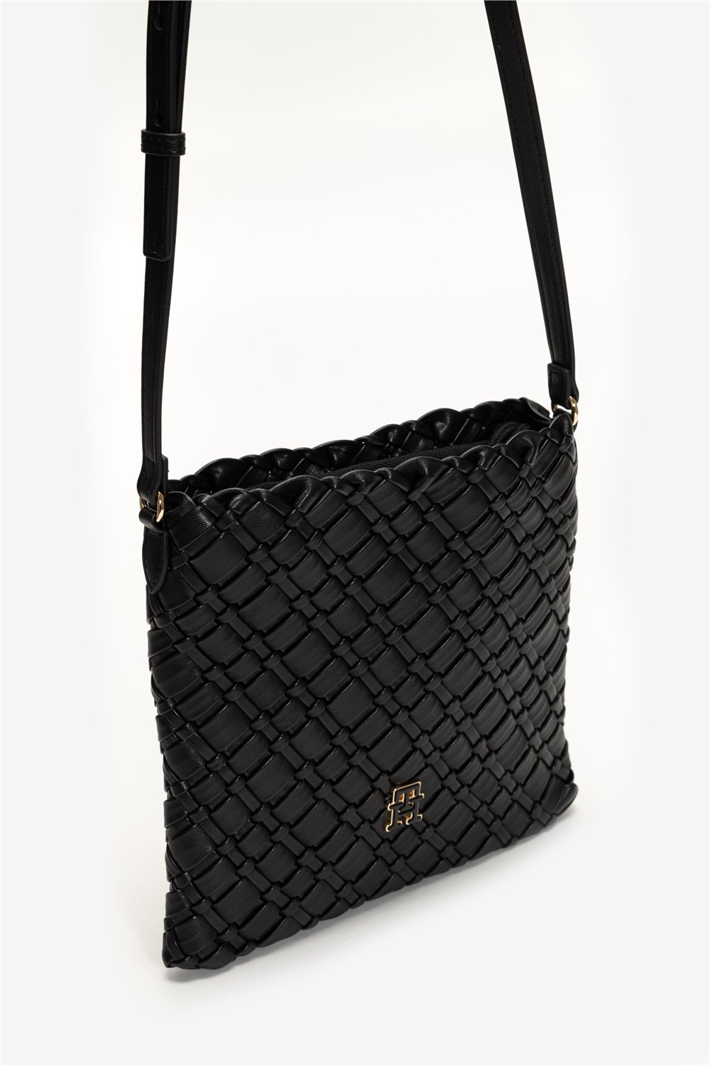 Tommy Hilfiger TH Braided Crossover Kadın Mini Omuz Çantası Siyah