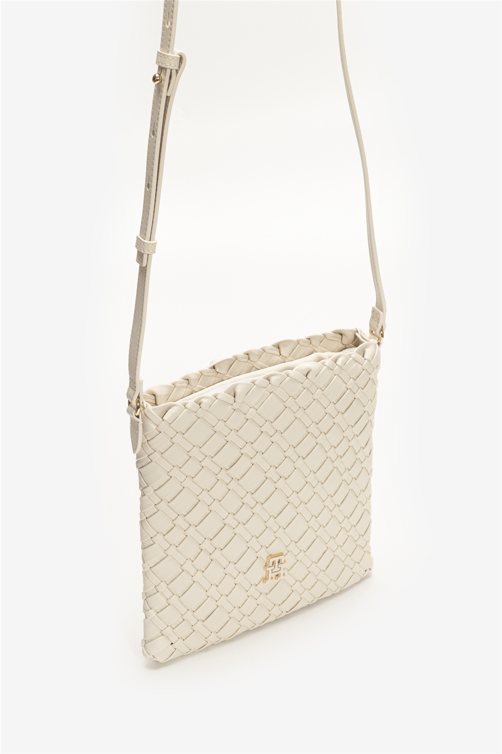Tommy Hilfiger TH Braided Crossover Kadın Mini Omuz Çantası Bej