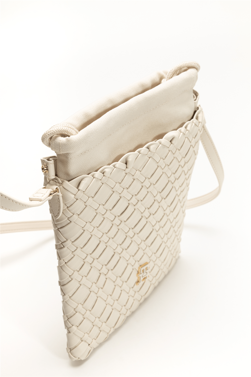 Tommy Hilfiger TH Braided Crossover Kadın Mini Omuz Çantası Bej