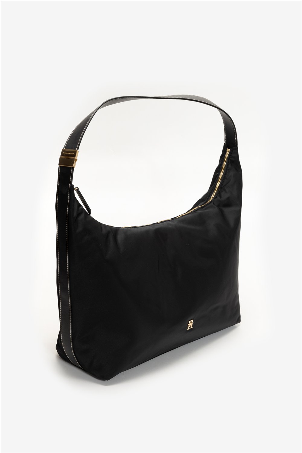 Tommy Hilfiger TH Go Large Hobo Nylon Kadın Omuz Çantası Siyah