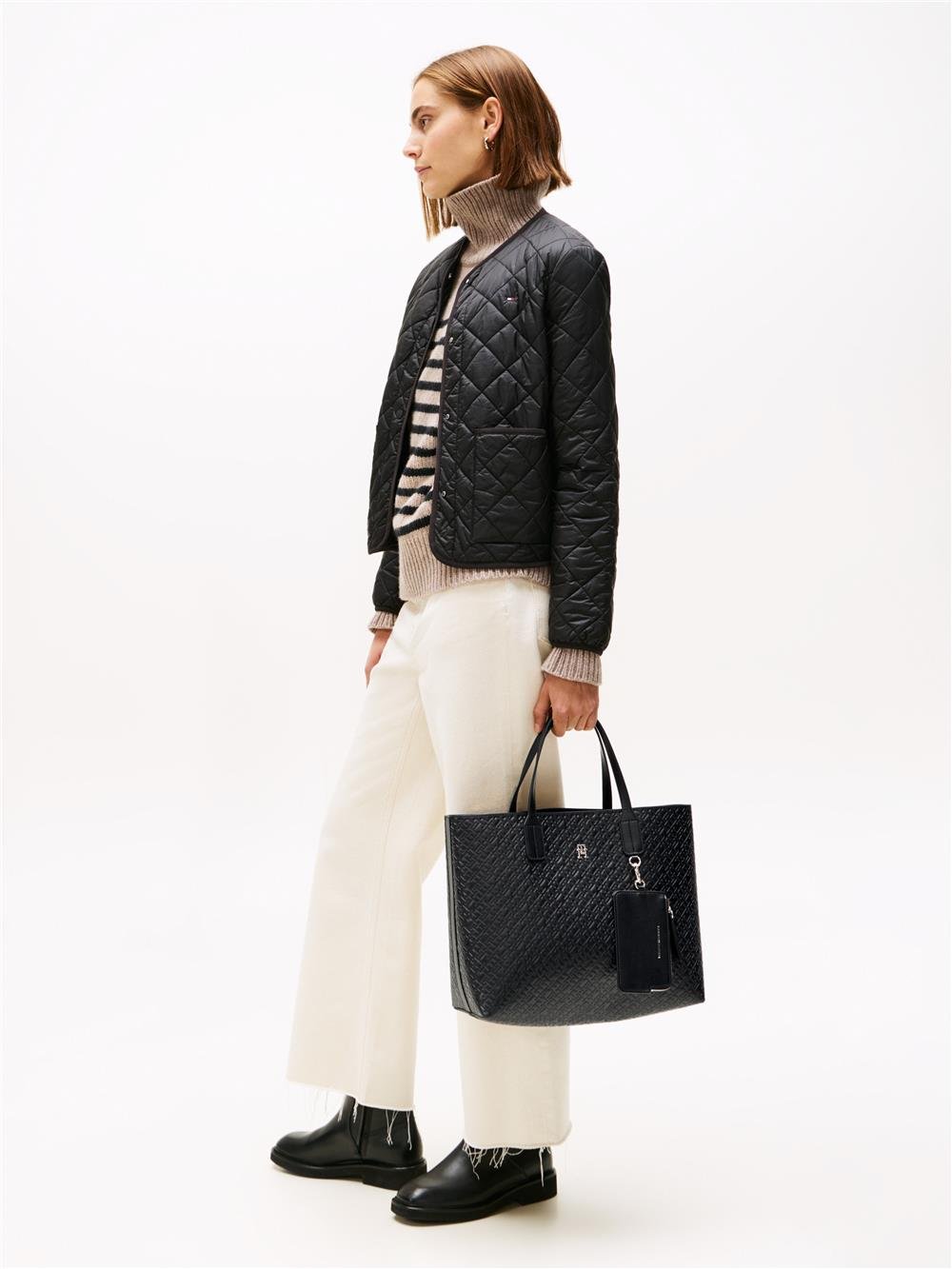 Tommy Hilfiger Th Icon Satchel Kadın Omuz Çantası Siyah