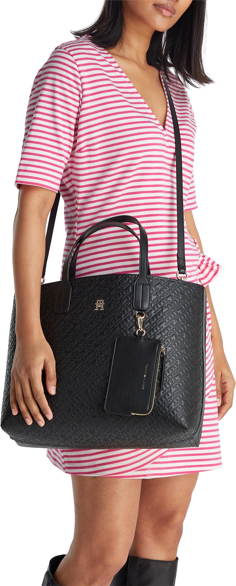 Tommy Hilfiger Th Icon Satchel Kadın Omuz Çantası Siyah