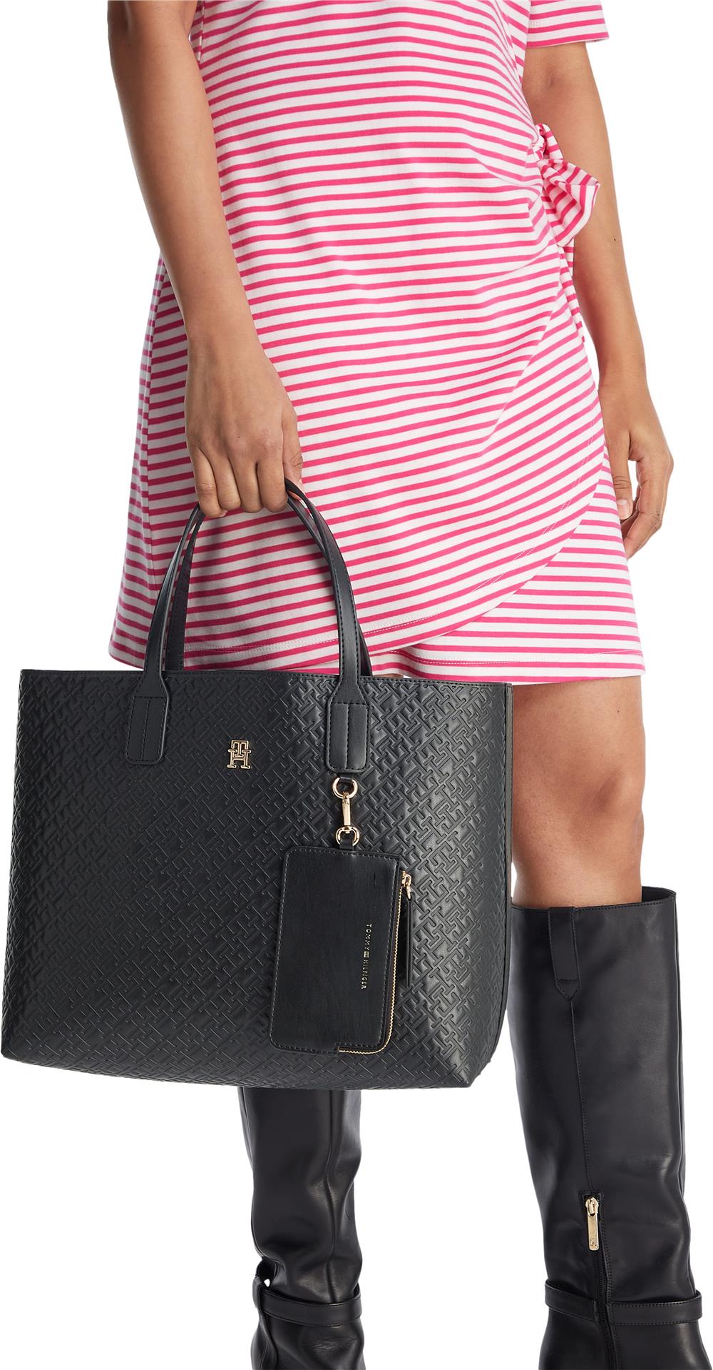 Tommy Hilfiger Th Icon Satchel Kadın Omuz Çantası Siyah