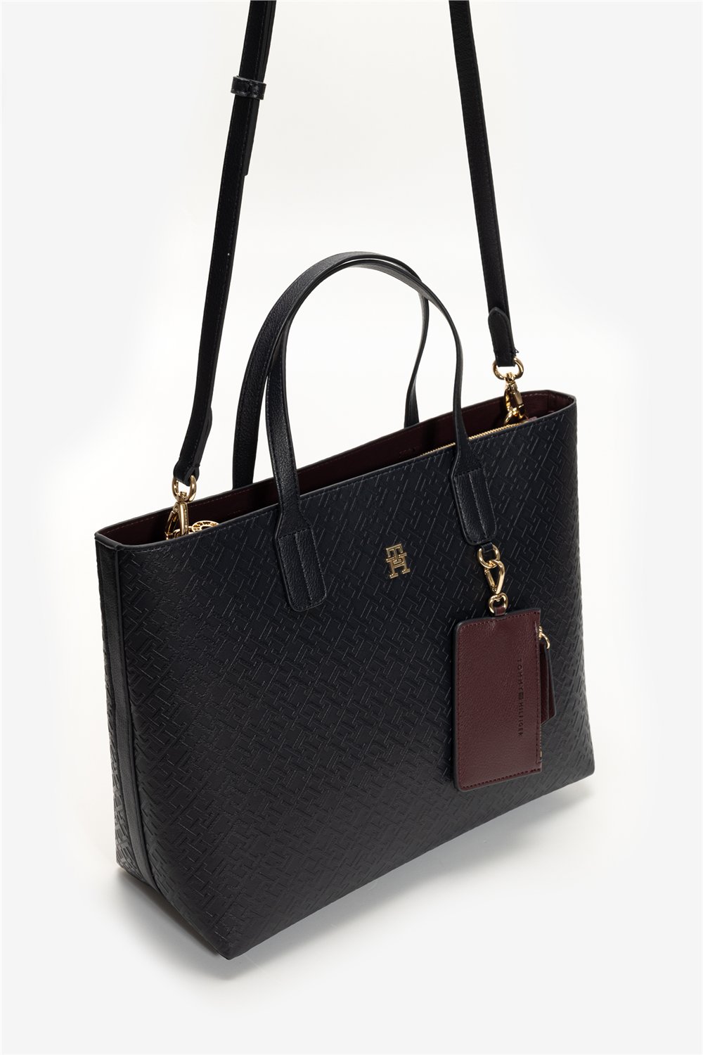 Tommy Hilfiger TH Icon Satchel Mono Kadın Mini Omuz Çantası Mavi