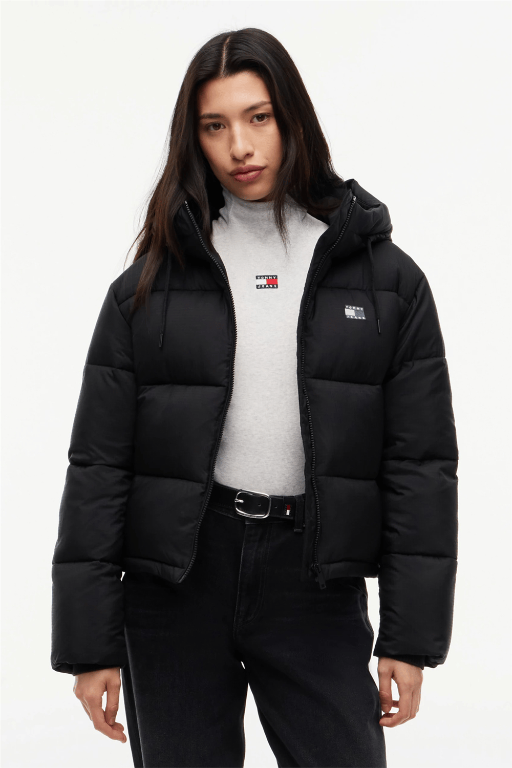 Tommy Hilfiger Tjw Hooded Puffer Jacket Kadın Şişme Mont Siyah