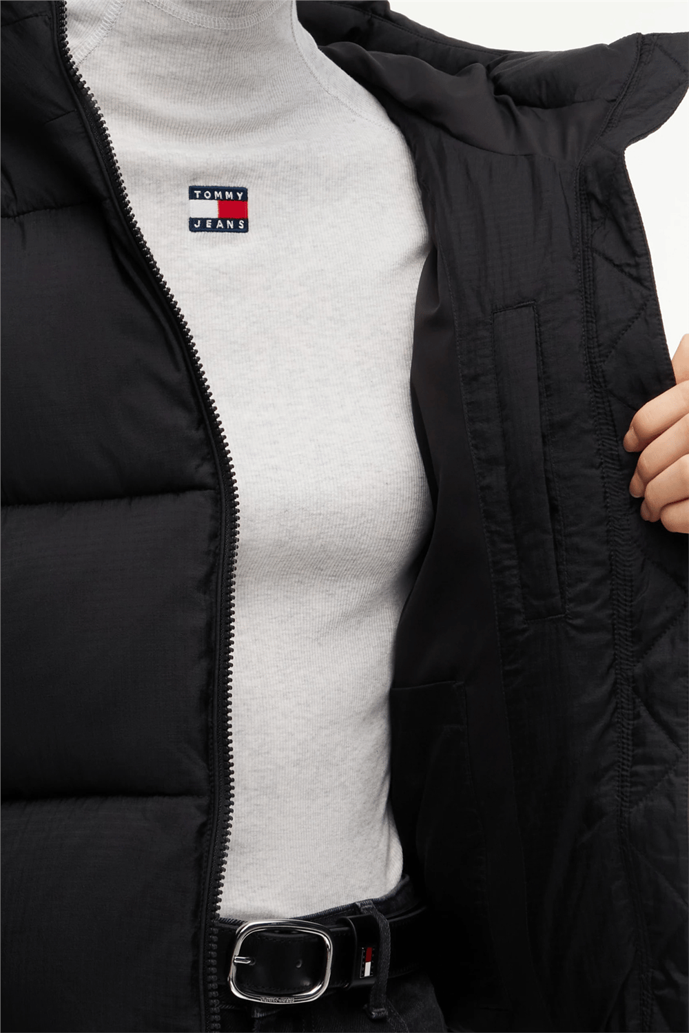 Tommy Hilfiger Tjw Hooded Puffer Jacket Kadın Şişme Mont Siyah