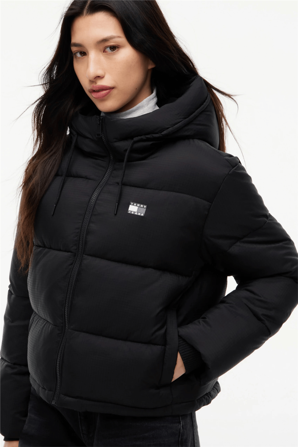 Tommy Hilfiger Tjw Hooded Puffer Jacket Kadın Şişme Mont Siyah