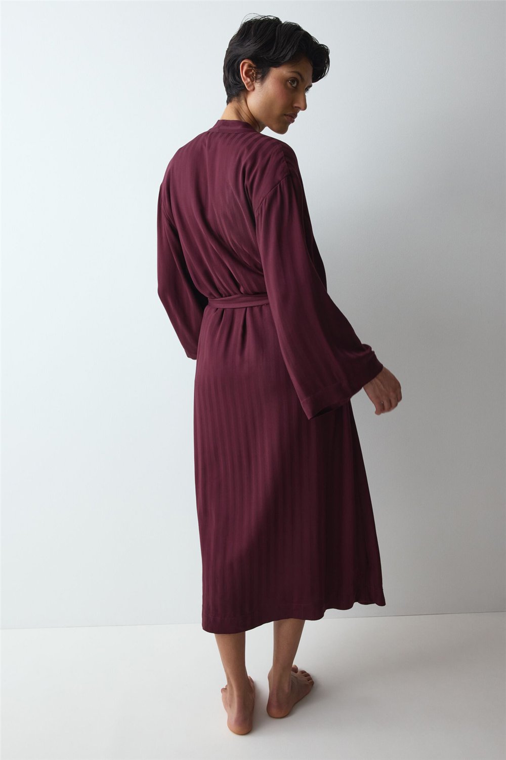 Triumph Amourette Jacquard Long Robe Kadın Sabahlık Bordo