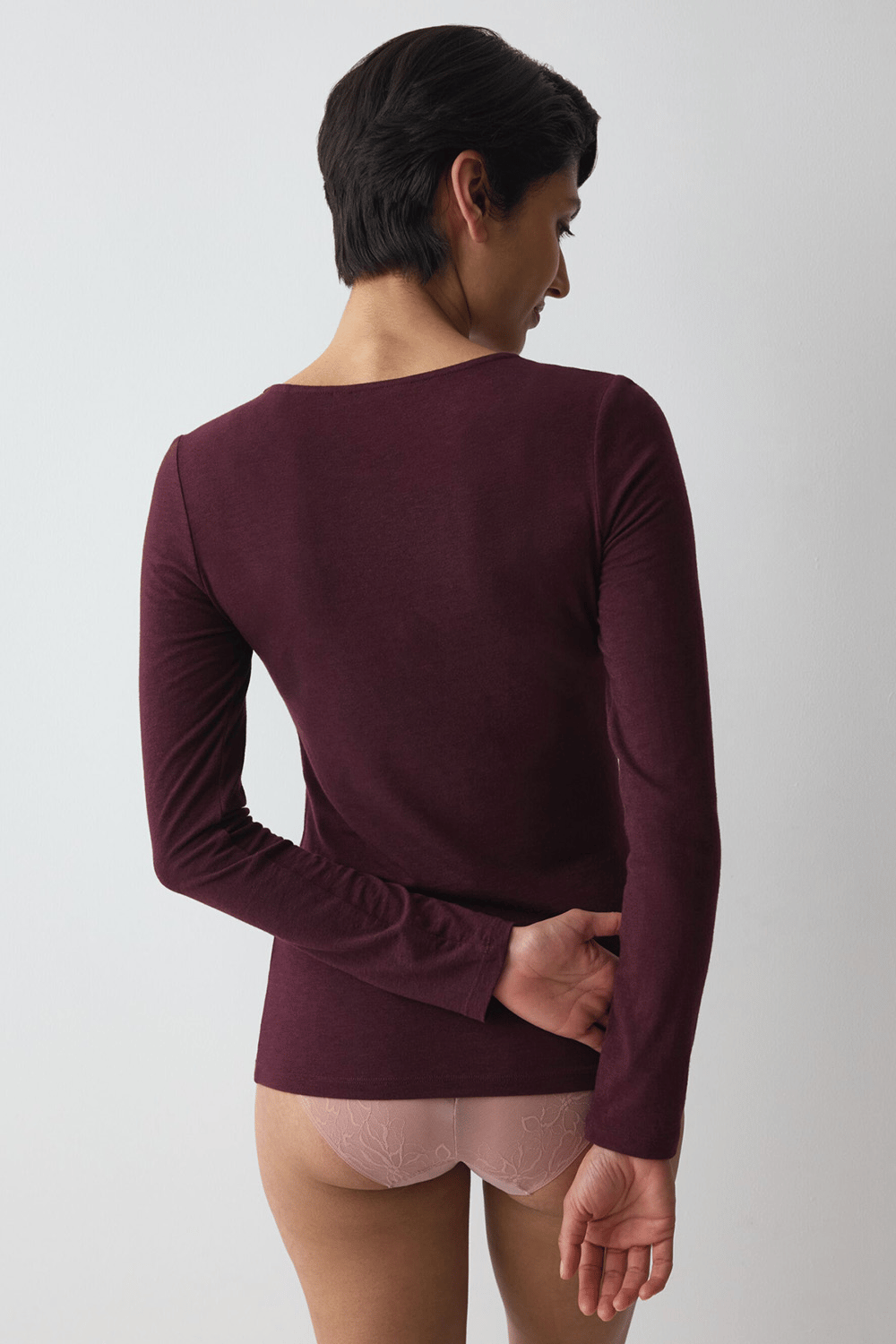Triumph Beauty Layers LSL Top 04 Kadın Uzun Kollu T-Shirt Bordo