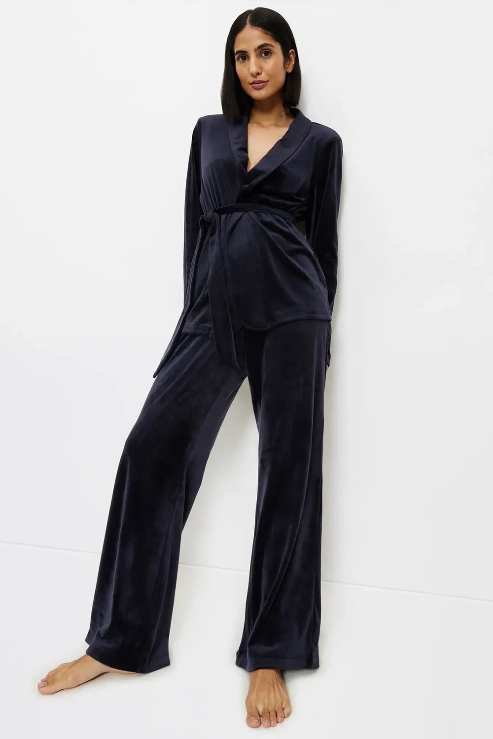 Triumph Sensual Velour Wide Leg Trousers Pijama Altı Mavi