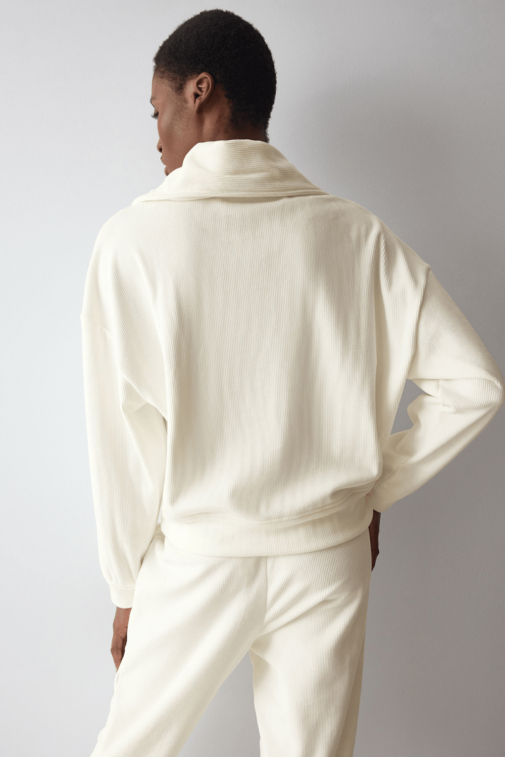 Triumph Velour Rib Sweater Kadın Kapüşonlu Sweatshirt Beyaz