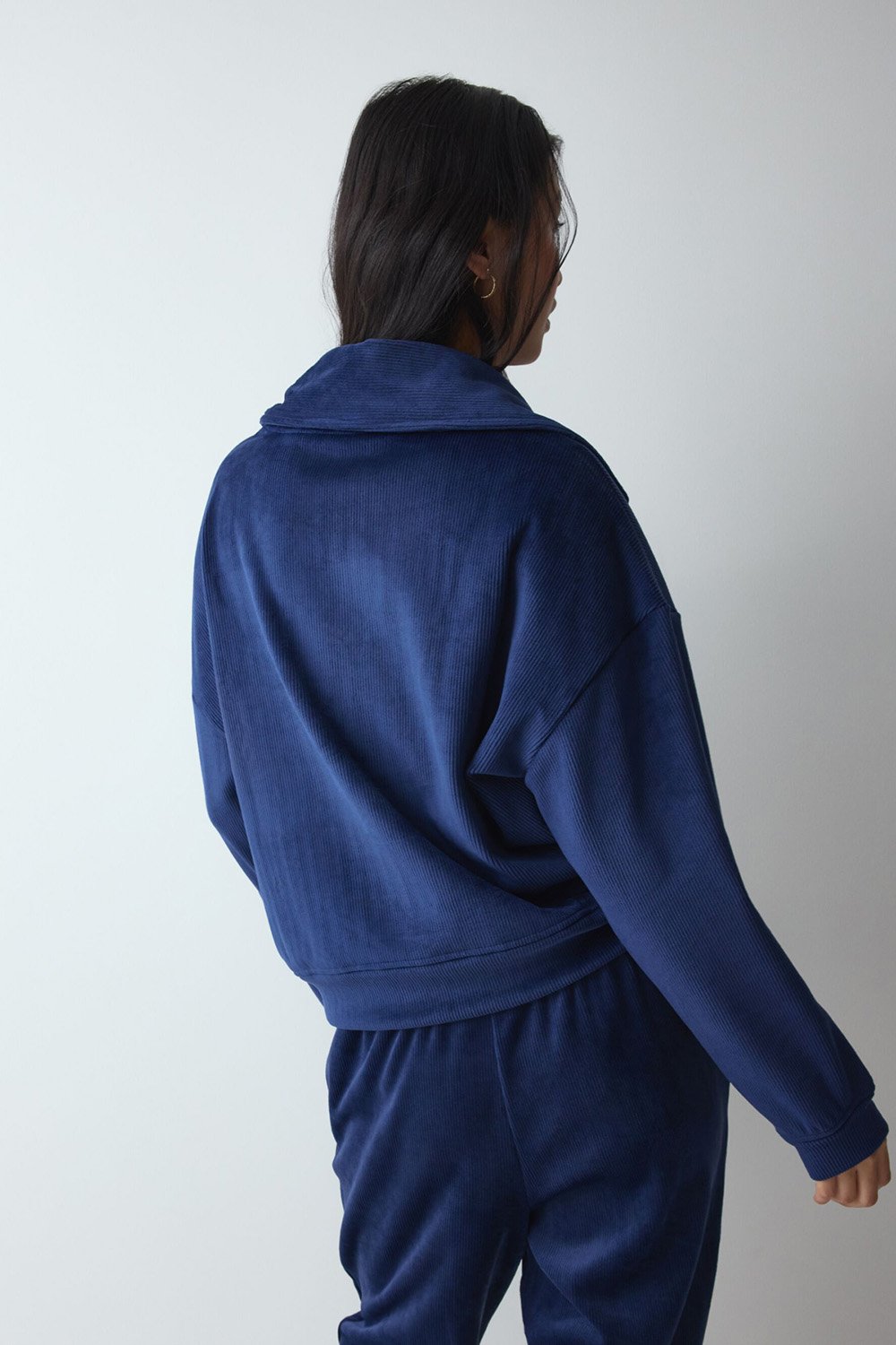 Triumph Velour Rib Sweater Kadın Kapüşonlu Sweatshirt Lacivert