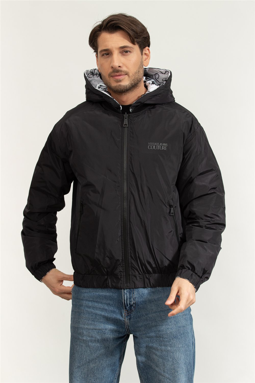 Versace Jeans Couture 50D Printed Porcelain Baroque Erkek Şişme Mont