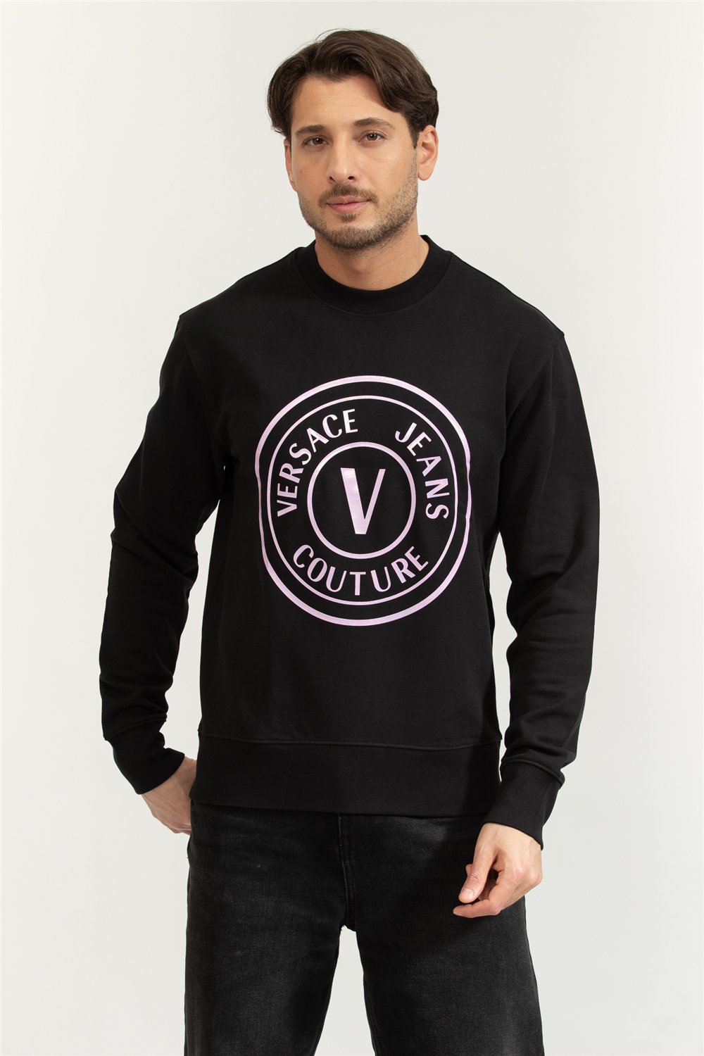 Versace Jeans Couture 72Up302 Vemblem Holo Erkek Bisiklet Yaka Sweatshirt