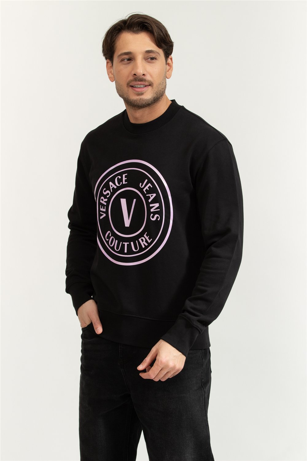Versace Jeans Couture 72Up302 Vemblem Holo Erkek Bisiklet Yaka Sweatshirt