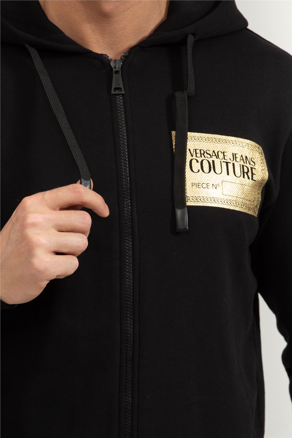 Versace Jeans Couture Bis R Piece Nr S Text Foil Erkek Kapüşonlu Sweatshirt