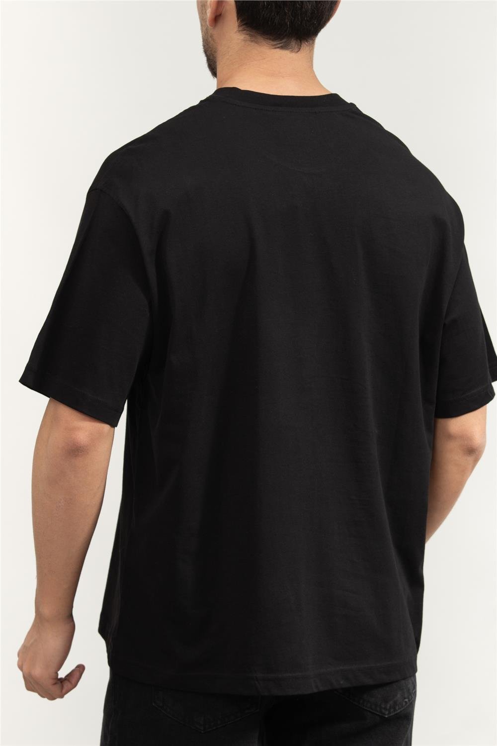 Versace Jeans Couture Cotton Jersey Erkek Bisiklet Yaka T-Shirt Siyah