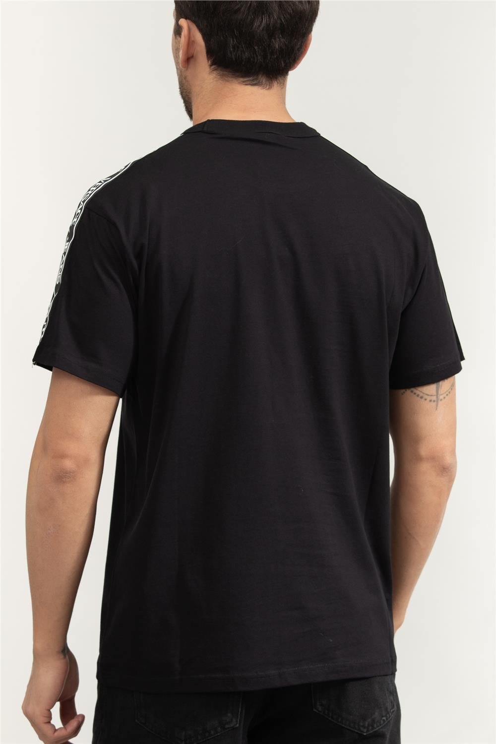 Versace Jeans Couture Cotton Jersey Erkek Bisiklet Yaka T-Shirt Siyah