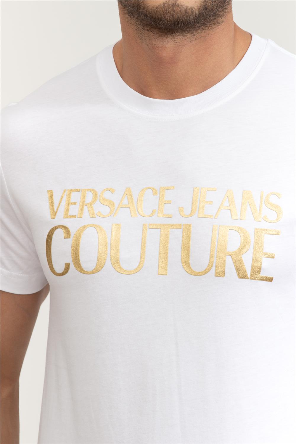 Versace Jeans Couture Erkek Bisiklet Yaka T-Shirt Beyaz