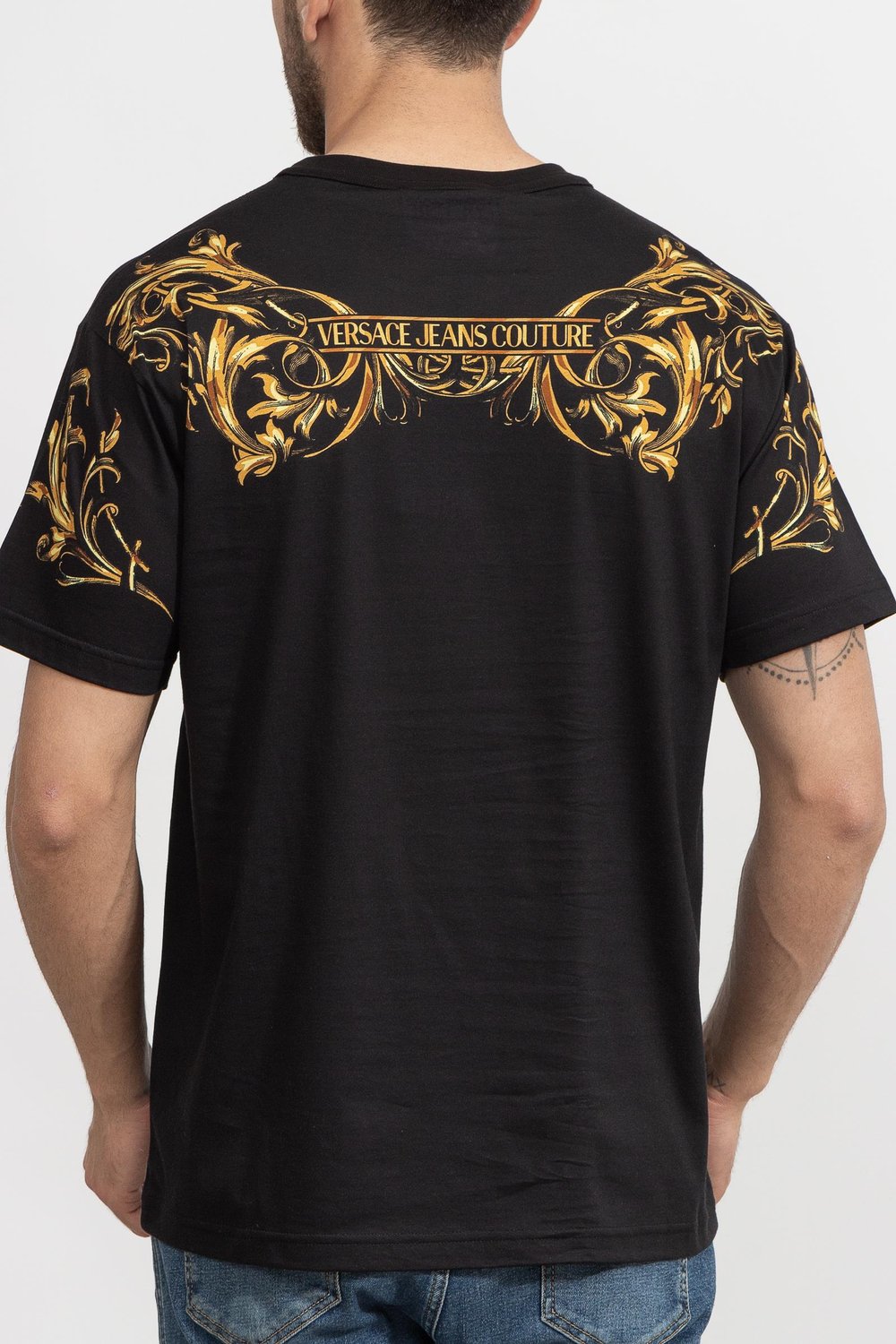 Versace Jeans Couture Erkek Bisiklet Yaka T-Shirt Siyah