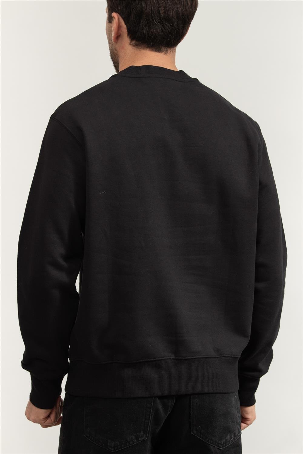 Versace Jeans Couture Erkek Bisiklet Yaka Sweatshirt Siyah
