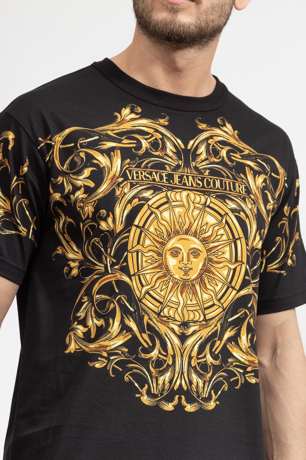 Versace Jeans Couture Erkek Bisiklet Yaka T-Shirt Siyah